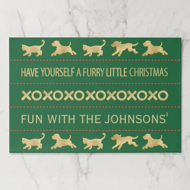 Christmas Tearaway Placemat Pad/Furry Babies (Front)