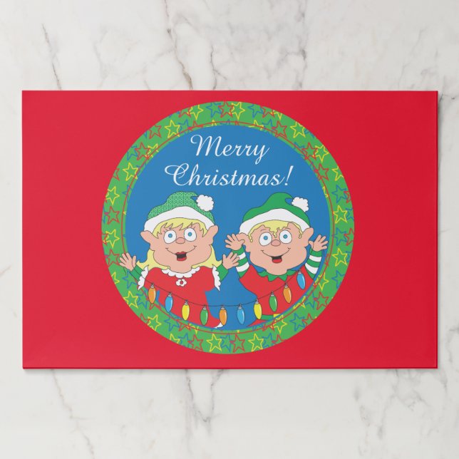 Christmas Tearaway Placemat Pad/Santa's Elves (Front)