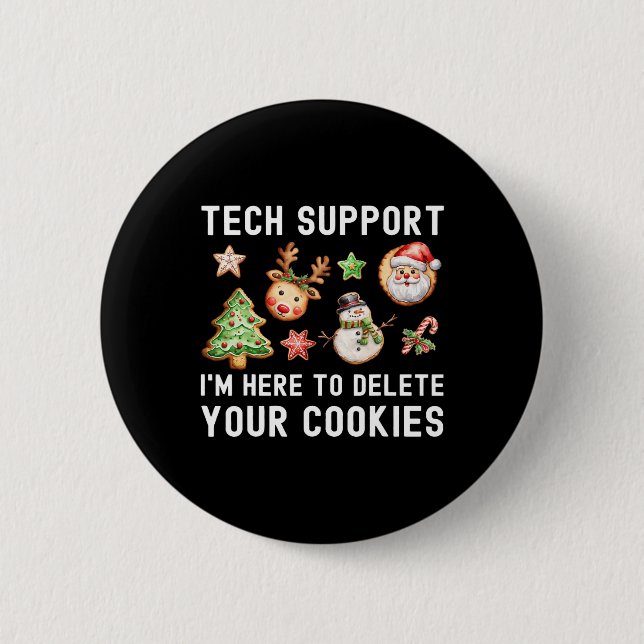 Christmas Tech-support Here To Delete Cookies Xmas Button (Front)