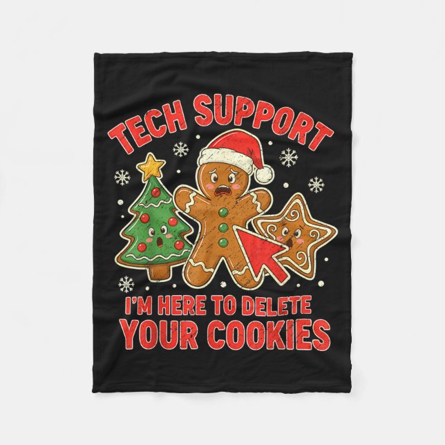 Christmas Tech Suprt Here To Delete Cookies Xmas M Fleece Blanket (Front)