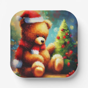 Christmas Teddy Bear 1 Paper Plates