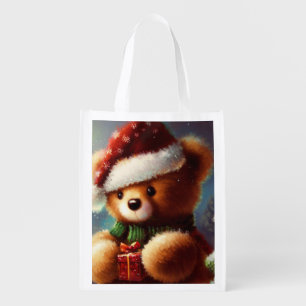 Christmas Teddy Bear 2 Grocery Bag