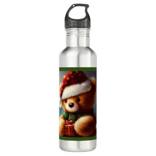 Christmas Teddy Bear 2 Stainless Steel Water Bottle