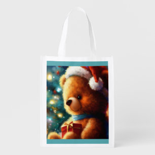 Christmas Teddy Bear 3 Grocery Bag