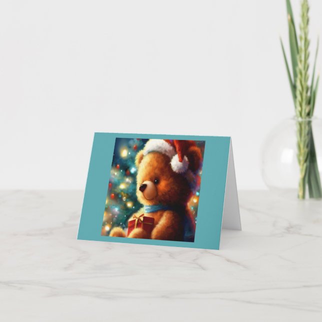 Christmas Teddy Bear 3 Holiday Card (Front)