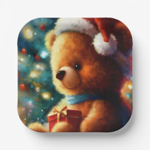 Christmas Teddy Bear 3 Paper Plates
