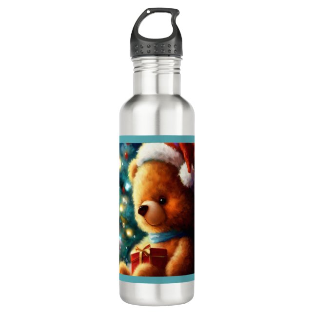 Christmas Teddy Bear 3 Stainless Steel Water Bottle (Front)