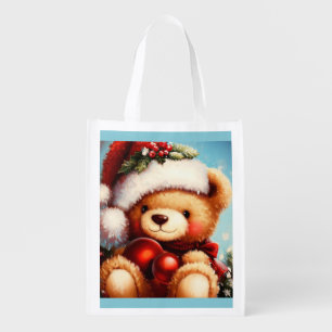 Christmas Teddy Bear 4 Grocery Bag