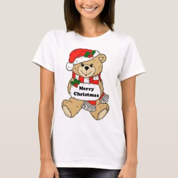 Christmas Teddy Bear And Message T-shirt by santasgrotto at Zazzle