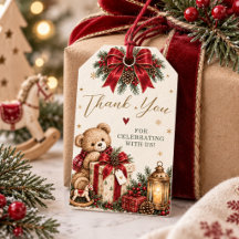 Christmas Teddy Bear Baby Shower Favor Tag