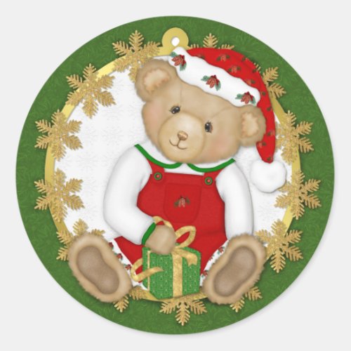 Christmas Teddy Bear _ Boy Classic Round Sticker