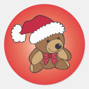 Christmas Teddy Bear Classic Round Sticker