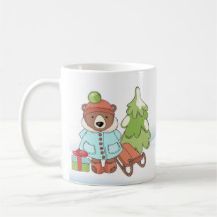Christmas Teddy Bear Couple with Gift Coffee Mug