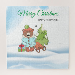 Christmas Teddy Bear Couple with Gift Jigsaw Puzzle