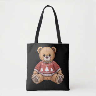 Christmas Teddy Bear Cute Xmas Gift Tote Bag