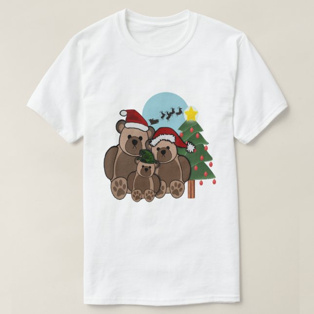Christmas Teddy Bear Family T-Shirts (Design Front)