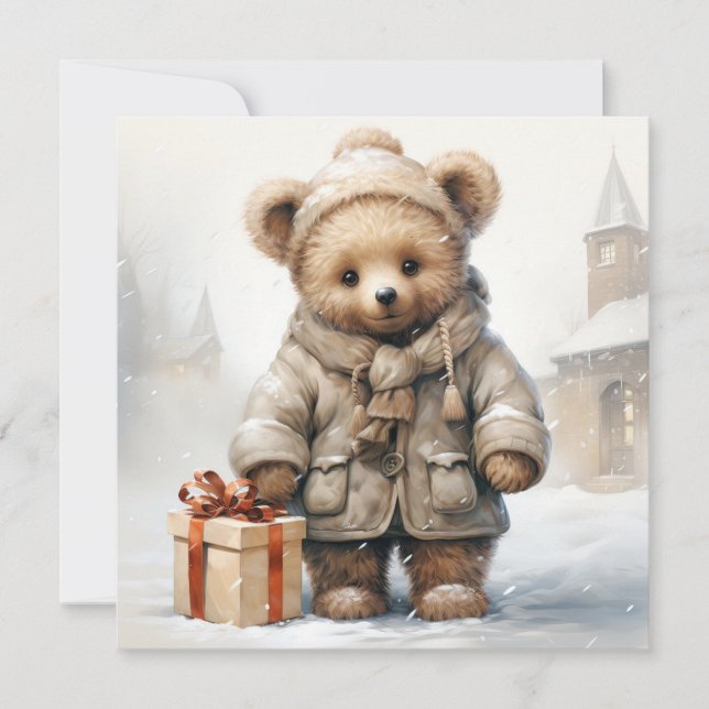 Christmas Teddy Bear Greeting Card (Front)