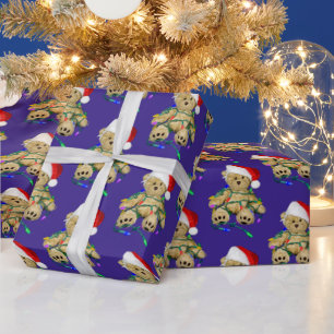 Christmas Teddy Bear In Lights Wrapping Paper