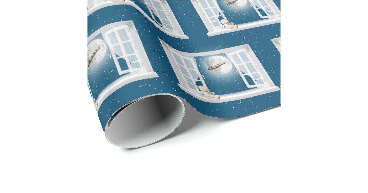 Christmas Teddy Bear in Window Wrapping Paper | Zazzle