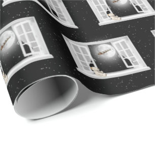 Christmas Teddy Bear in Window Wrapping Paper