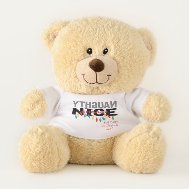 Christmas Teddy Bear "NAUGHTY choose NICE" (Front)
