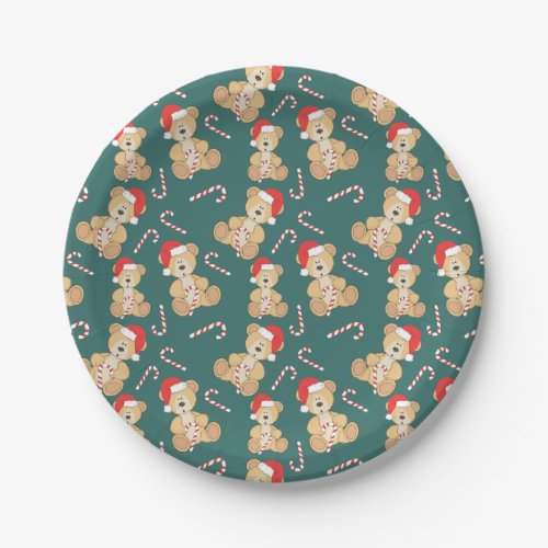 Christmas Teddy Bear Paper Plates