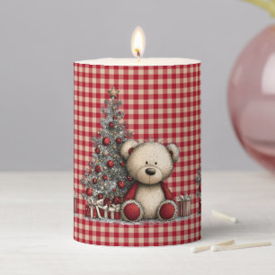 Christmas Teddy Bear Pillar Candle