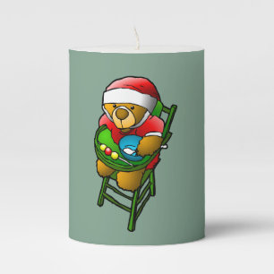 Christmas Teddy Bear Pillar Candle