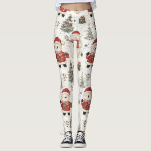 Christmas Teddy Bear Santa Pattern (1) Leggings
