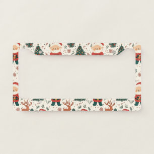 Christmas Teddy Bear Santa Pattern (2) License Plate Frame