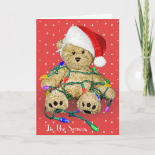 Christmas Teddy Bears In Holiday Lights Card