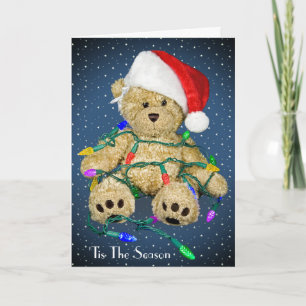 Christmas Teddy Bears In Holiday Lights Card