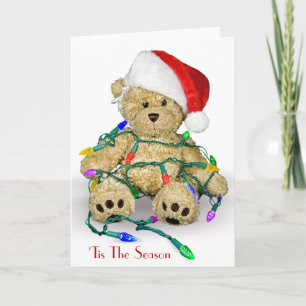 Christmas Teddy Bears In Holiday Lights Card