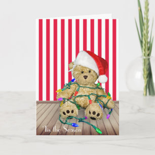 Christmas Teddy Bears In Holiday Lights  Card