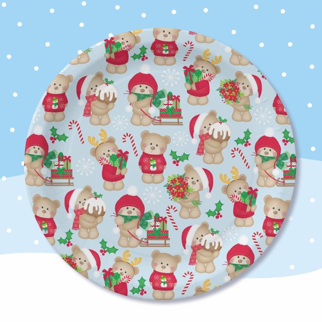 Christmas Teddy Bears in Red and Green  Paper Plates (Creator Uploaded)