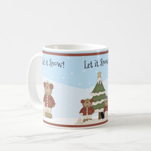 Christmas Teddy Bears Santa  Snowman Coffee Mug