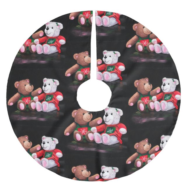 Christmas Teddy Bears Tree Skirt (Front)