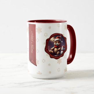 Christmas Teddy Friend Personalized Banner White Mug