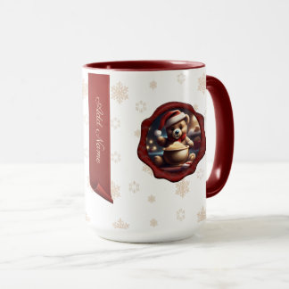 Christmas Teddy Porridge Personalized Banner White Mug