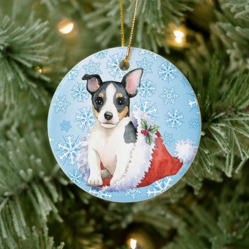 Christmas Teddy Roosevelt Terrier Ceramic Ornament