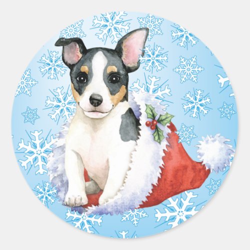 Christmas Teddy Roosevelt Terrier Classic Round Sticker