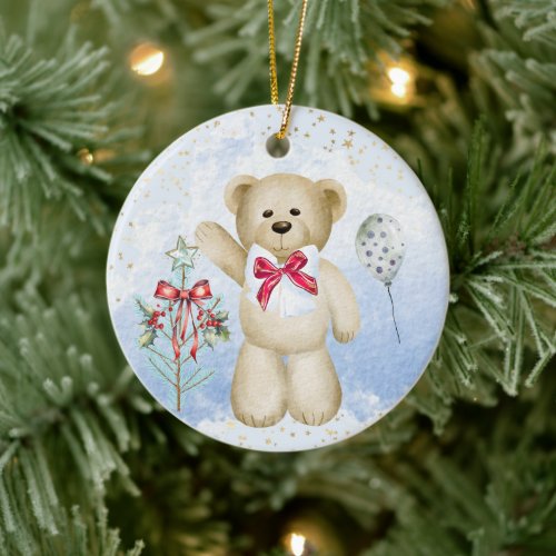 Christmas Teddy  Tree 2 Ceramic Ornament