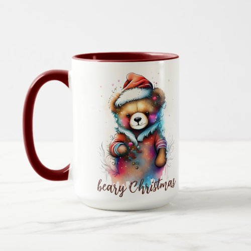 Christmas Teddy with Santa Hat Beary Christmas Mug