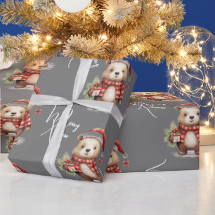 Christmas teddy wrapping paper