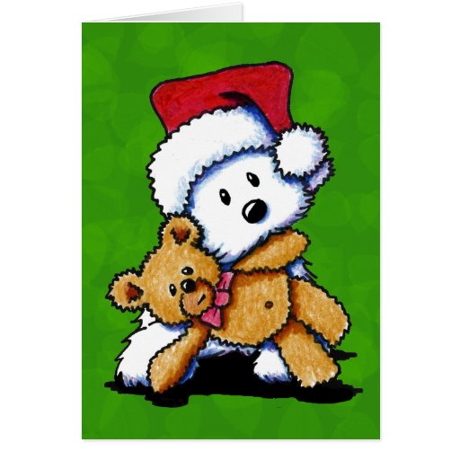 Christmas Teddybear Westie Cards | Zazzle