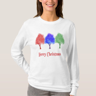 Christmas Tee Shirt with Colorful Sparkling Trees