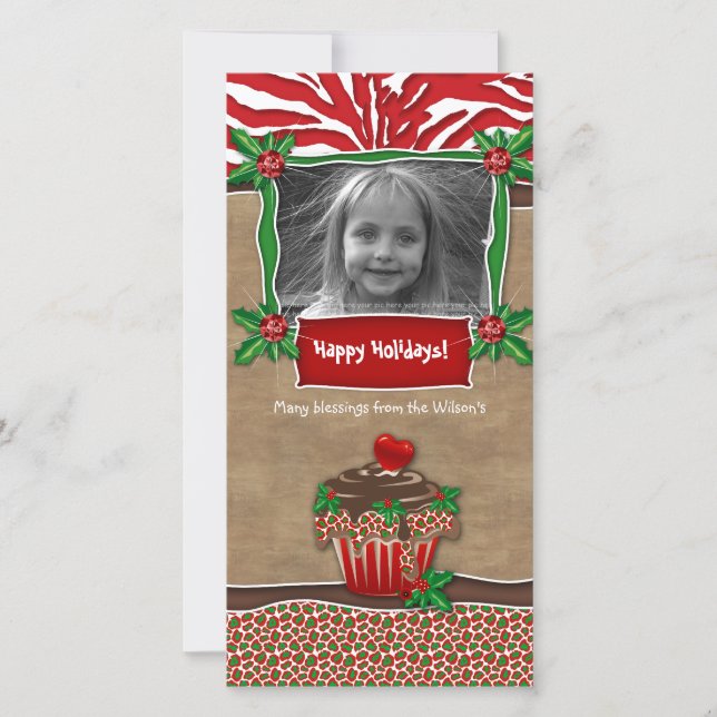 Christmas Template Cute Cupcake Zebra Leopard (Front)