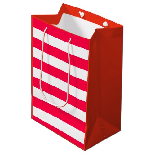 Christmas Template Elegant Red White Stripes Medium Gift Bag