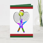 Christmas Tennis Ball and Rackets Holiday Card