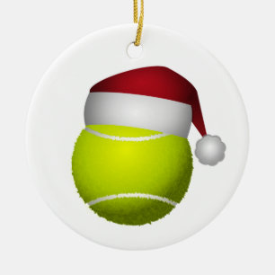 Christmas Tennis Ball Ceramic Ornament
